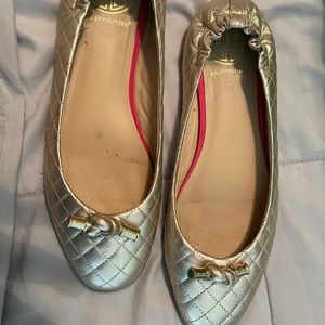 Lilly Pulitzer 7.5 gold Knot Just Another Ballet Flat